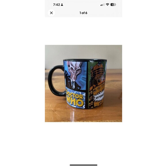 Doctor Who Mug 2012 BBC Black Coffee Cup/Mug Comic Strip- Vandor LLC - Picture 1 of 6